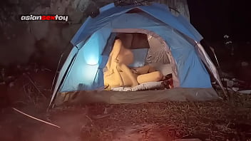 Sultry Asian Girls Sneak Passionate Tent Sex While The Rest Of The Camp Sleeps