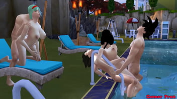 Leche A La Madre Y Esposa: Capítulo 4 – Orgia En La Piscina Con Bulma Y Chichi, Esas Esposas Ardientes Comparten A Sus Hijos Y Reciben Una Follada Salvaje Por El Culo Como Unas Verdaderas Zorras Hentai