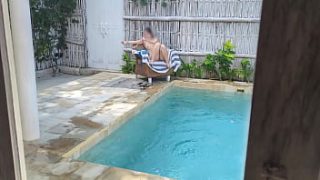 Peeping On My Asian Step-sis’ Naked Poolside Dip