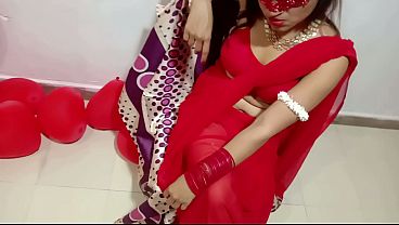 Passionate Newlyweds’ Intimate Valentine’s Celebration: A Desi Couple’s Steamy Encounter In Crimson Silk