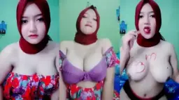 Hot Hijabi In Red Flaunting Her Big Bust
