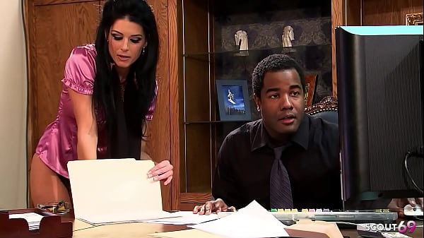 Slim Secretary In Sheer Stockings Seduces Her Well-endowed Ebony Boss For A Forbidden Anal Encounter