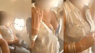 Daring Indian Wife Bares Her Tits For The Whole Plane To See