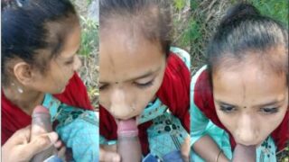 Punjabi Babe On Her Knees In The Open, Taking A Thick Cock Down Her Throat