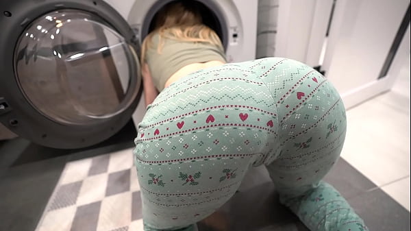 Step Bro Slams Step Sis Deep In The Washing Machine, Fills Her Up With A Creamy Load